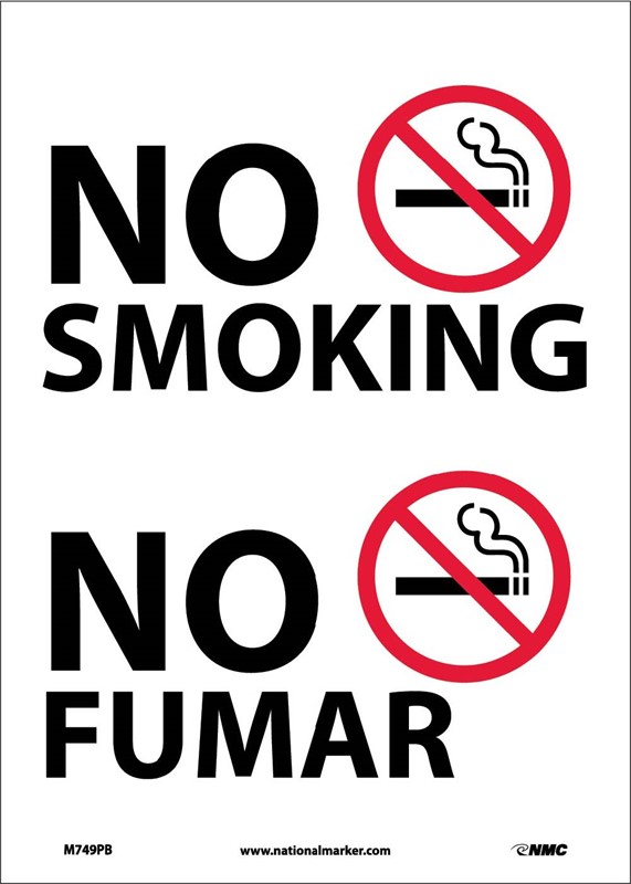 NO SMOKING SIGN BILINGUAL PLASTIC 14x10 - Flammable Storage Cabinets